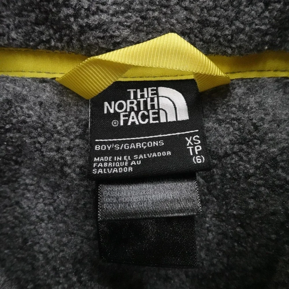 The North Face Jacket Boys‎ XS 6 Gray Camo Sherpa Fleece Full Zip Outdoor Coat